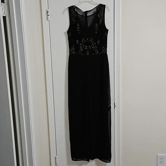 NWOT Raishma Designer Jumpsuit, S 8 Black Chiffon. Y Pay More