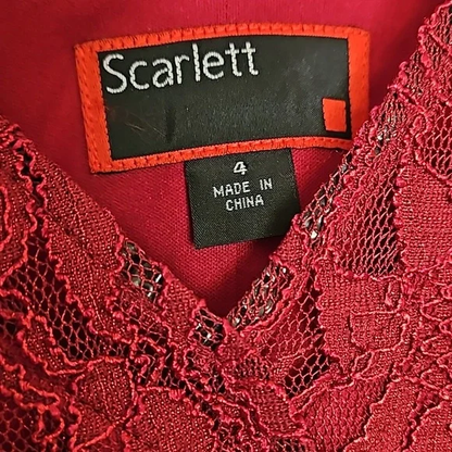 NWOT Scarlett Burgundy Lace Dress 4 Y Pay More