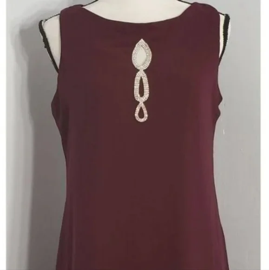 SLNY Burgundy 3 tear drop chiffon, 10 Y Pay More