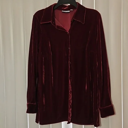 Croft & Barrow Burgundy Velvet shirt size M Y Pay More