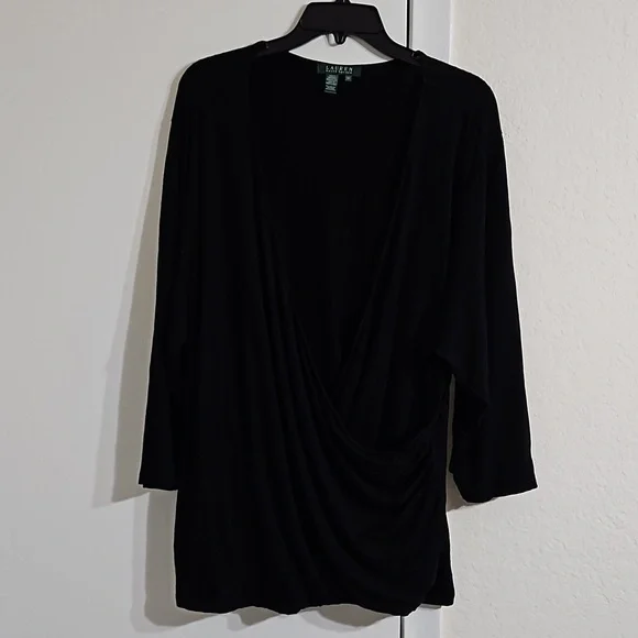 Ralph Lauren Black Knit Ruched Top 3XL Y Pay More