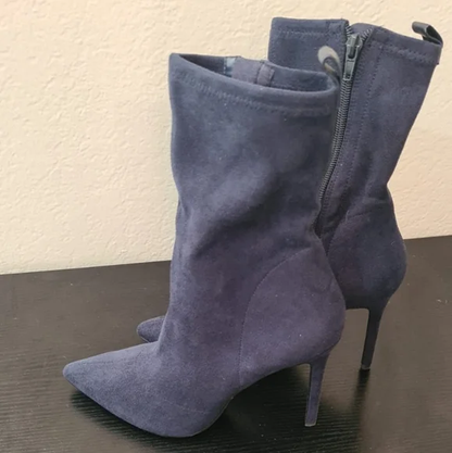 NWOT Charles and Keith suede navy blue high heels boots Y Pay More