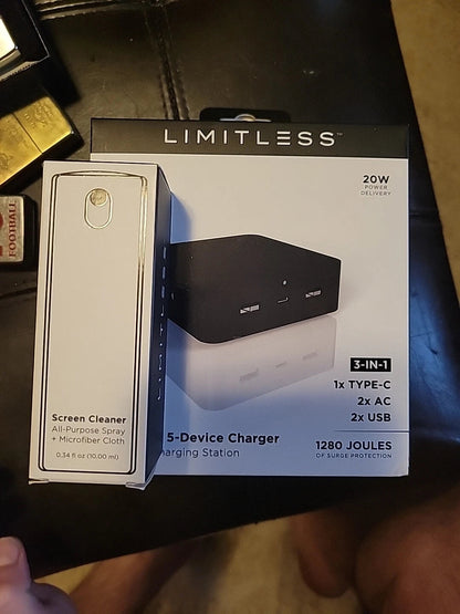 Limitless PowerPro 5-Device Black USB Charger, Type-C, AC Outlets + Cleaning Kit Limitless Innovations
